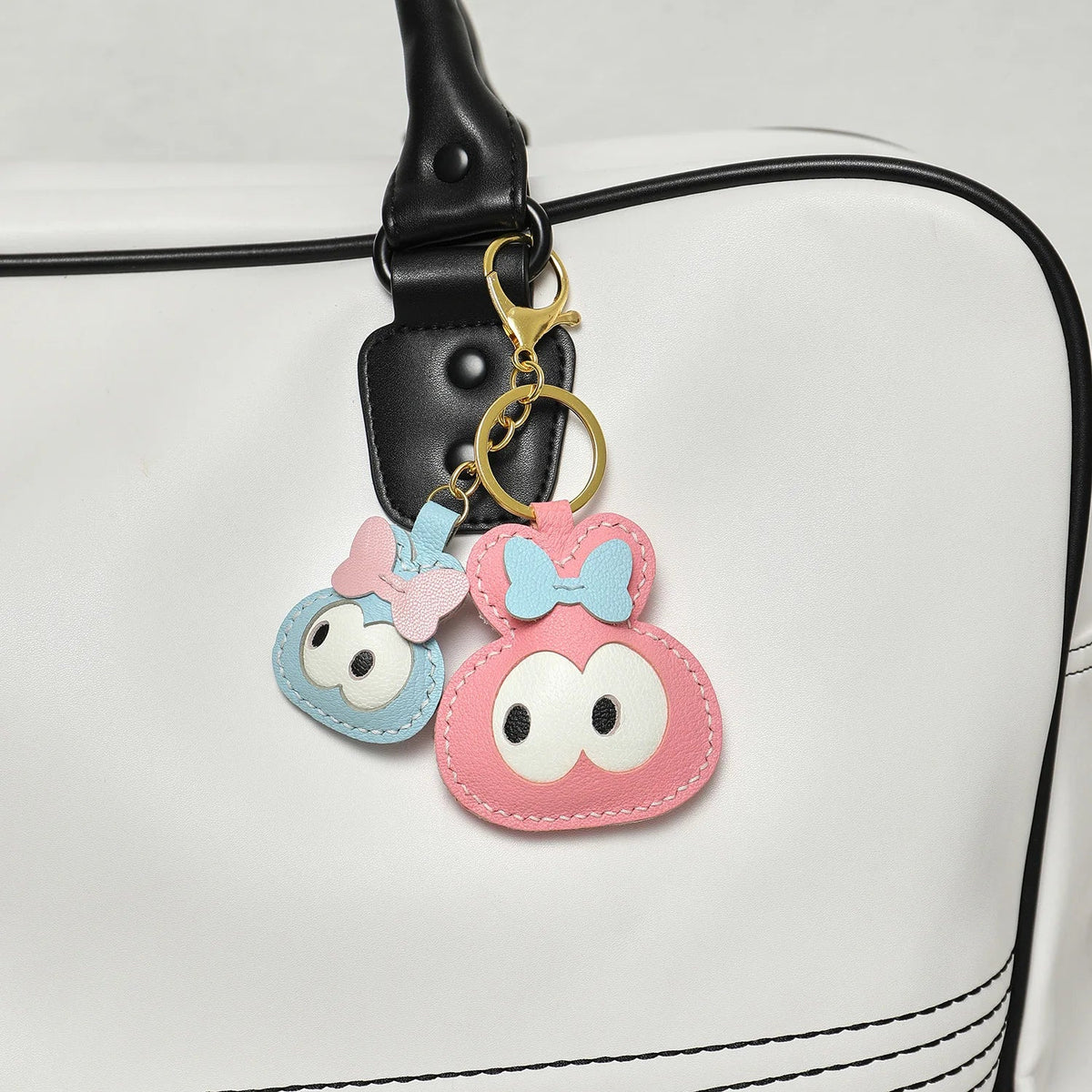 Bag Leather Charm No Face Keychain Black Cozy Cute Gift