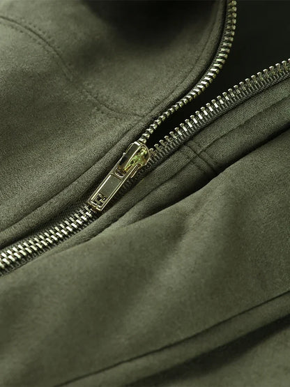 Women’s Oversized Bomber Jacket - Boxy, Velvet, Autumn