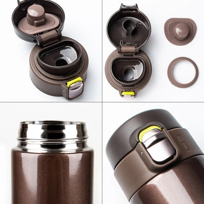 Stainless 500ml Steel Vacuum Flask - Bouncing Cover Thermo Mug for Coffee, Tea, Milk, Travel Use