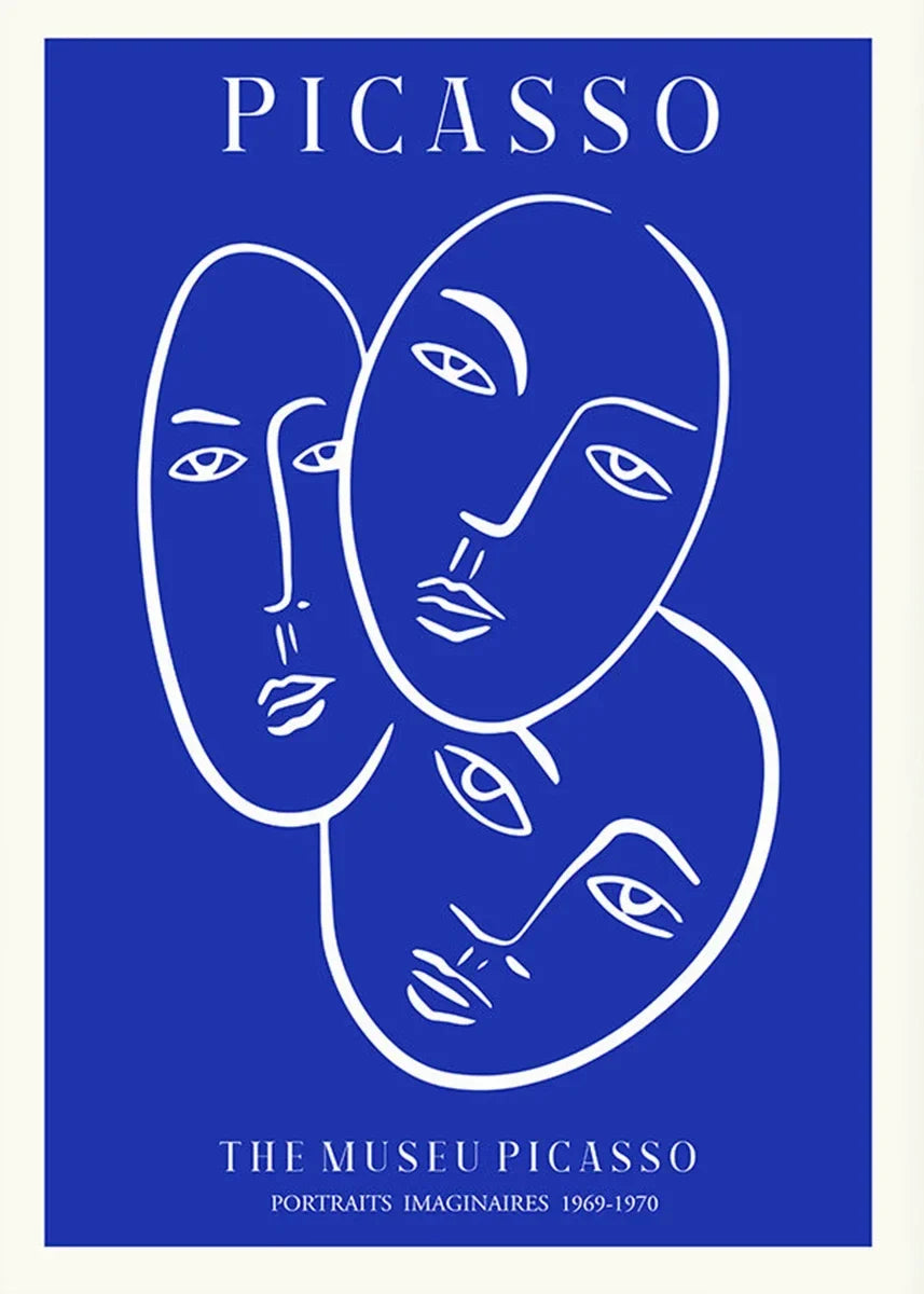 Klein Blue Abstract Canvas Wall Art Vertical Contemporary Print