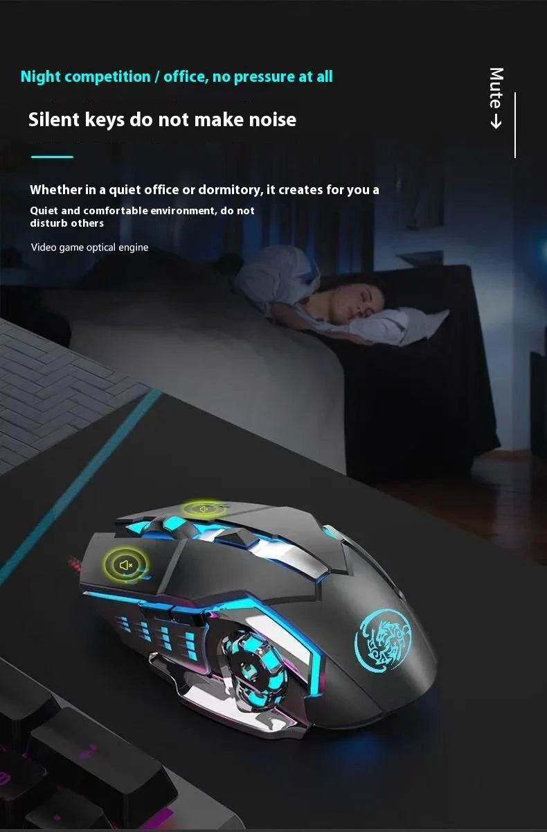 Cordless Battery-Powered Gaming Mouse Bluetooth Silent Backlit