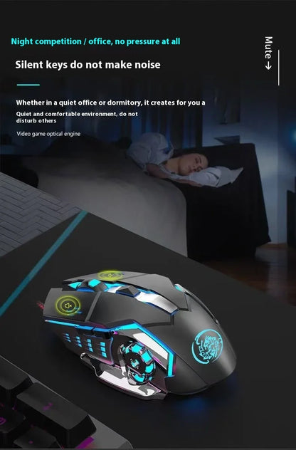 Cordless Battery-Powered Gaming Mouse Bluetooth Silent Backlit