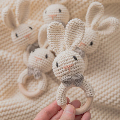 Crochet Baby Rattle Bunny Teether Newborn Sensory Toys