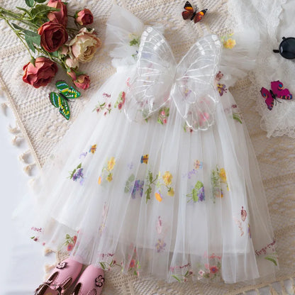 classic knee-length floral mesh overlay, mesh, for wedding – Light girls' dress