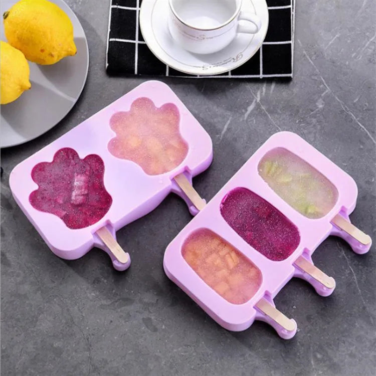 Silicone Ice Cream Mold Kit with Lids, Fun Shapes Ice Pop Maker for Homemade Treats, Simple Release and Dishwasher Safe