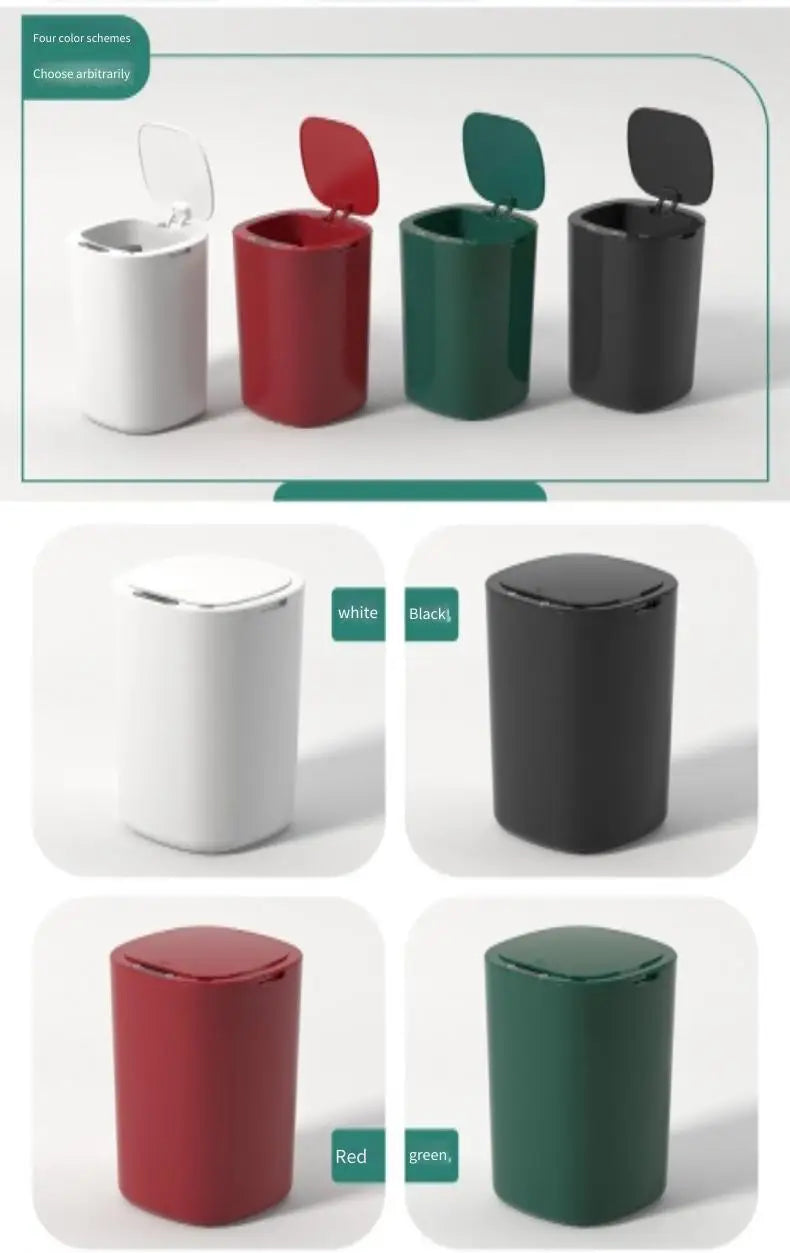 Smart Sensor Trash Bin With Flip Lid For Household Touchless
