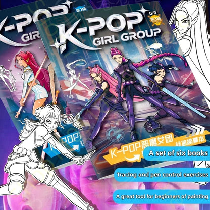 Book Coloring Kpop Demon Hunters Anime Sketches Rumi Mira Zoey Cute Line Drawings Back to School 2025 Gift