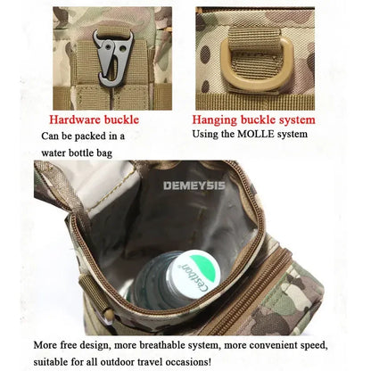 Water2025 Edition Bottle Pouch Waist Bag Tactical MOLLE 1L Capacity Hiking Camping Fall