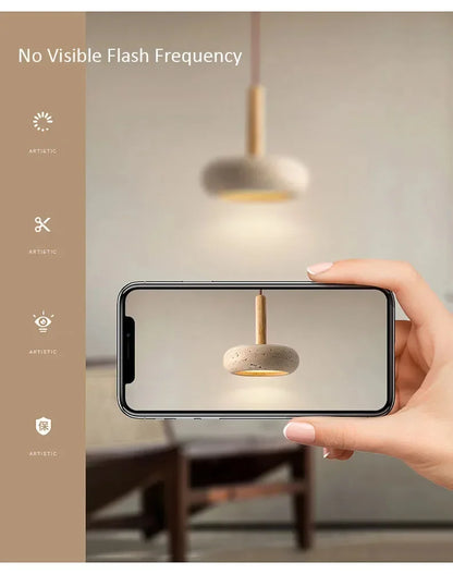 LED Japandi Pendant Lamp Yellow Stone Wabi Sabi Ambient Design