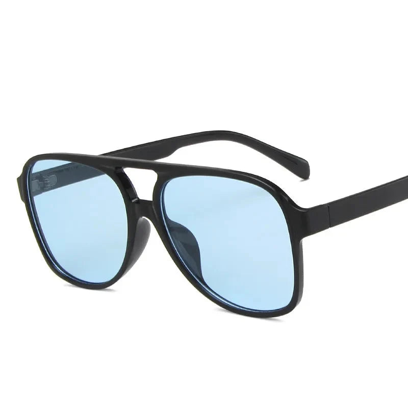 Oversized Vintage Sunglasses Women Retro Big Frame Square Glasses with Pouch Black Yellow