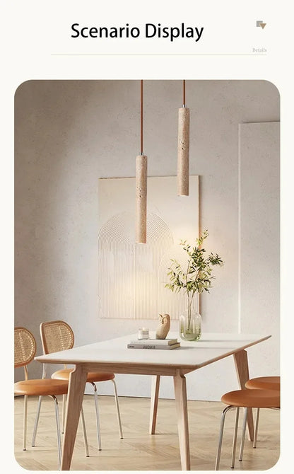 LED Japandi Pendant Lamp Wood Tube Japan Style Bedroom Light
