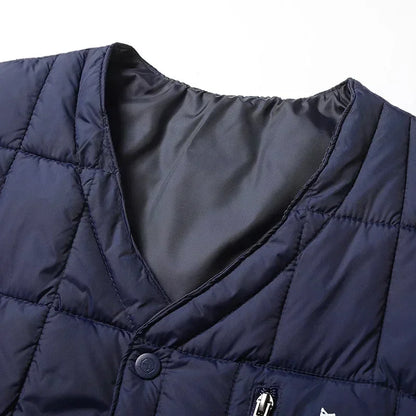 Light Men's Down Vest - V Neck, Polyester, Winter