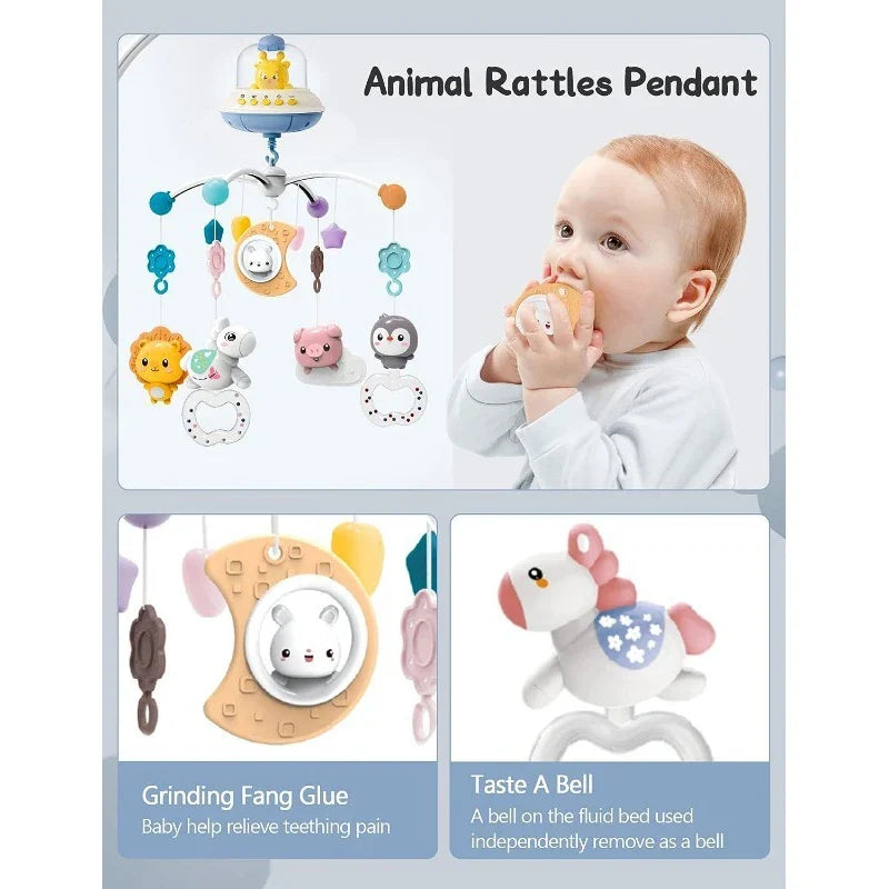 Mobile Crib Remote Music Light Newborn Sensory Toys