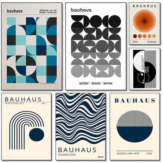 Bauhaus Patterned Art Poster Vintage Contemporary Wall Decor