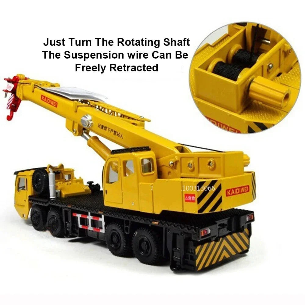 Alloy Scale Diecast Engineering Crane Toy - 360° Rotating, Four-Wheel Steering Model for Kids