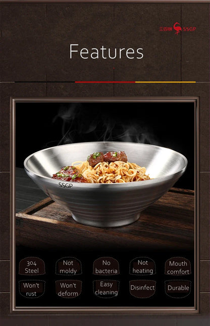 Steel Stainless Ramen Bowl 1.4L Insulating Christmas Gift