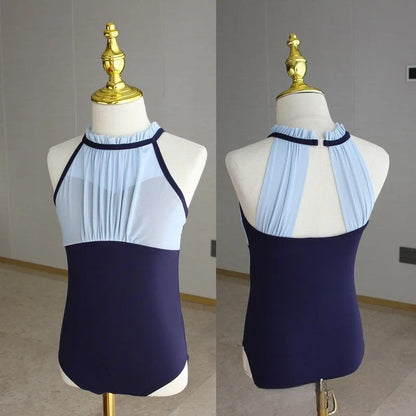 Light girls ballet leotard set - puff-sleeve top, tulle tutu skirt, polyester, for dance class