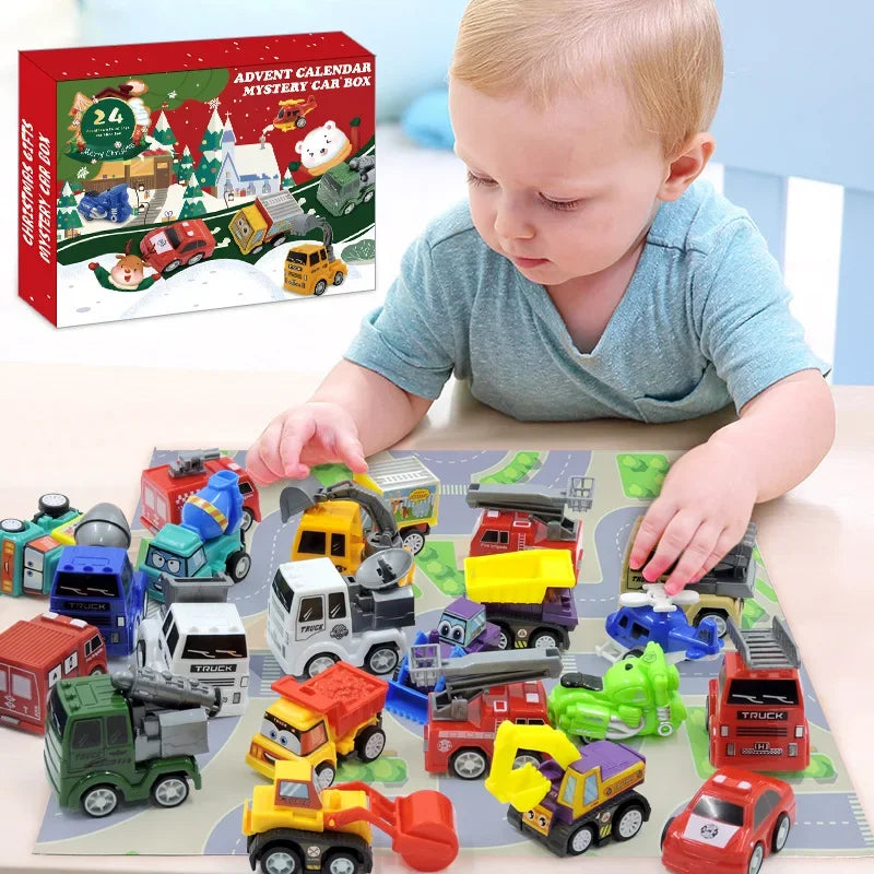 Calendar Advent Car Toys Box Kids 24 Day Christmas Gift