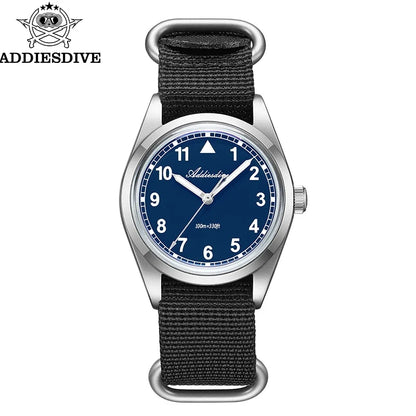 Water-Resistant Diver Quartz Watch Luminous Hands, Nylon Strap, 100m Water Resistance