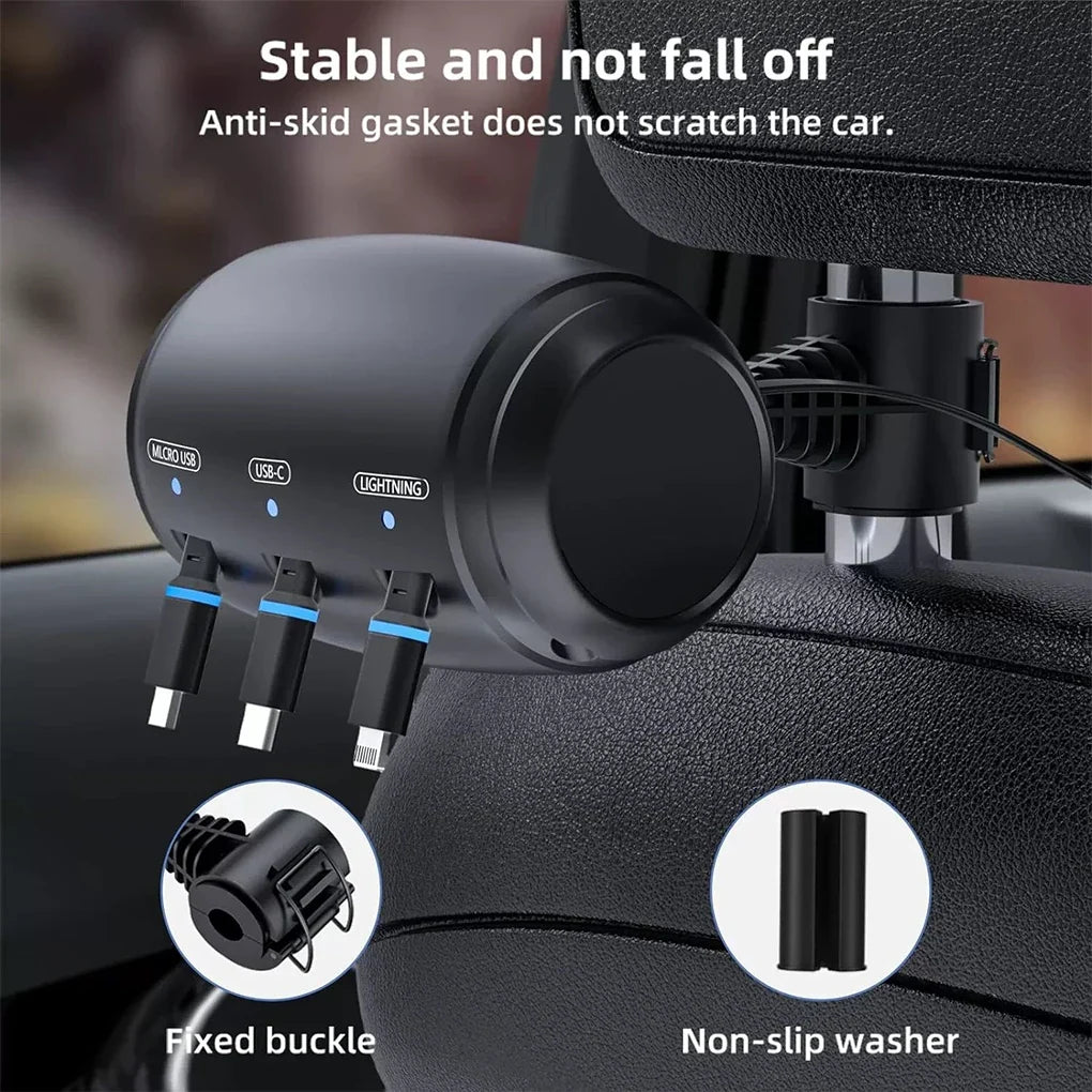 3 In 1 Fast Charging Station For Phones And Tablets, Summer Road Trip 2026 – Car Charger With Retractable Cord