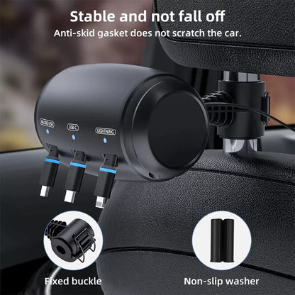 3 In 1 Fast Charging Station For Phones And Tablets, Summer Road Trip 2026 – Car Charger With Retractable Cord