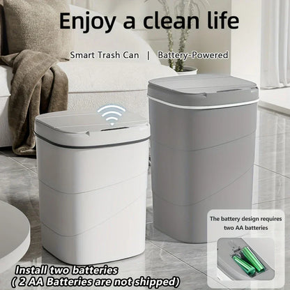 Touchless Sensor Trash Can Battery Powered Hygienic Household