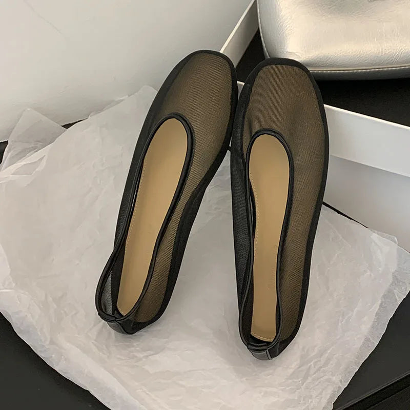 Light Women Ballet Flats - Shallow Slip On Mesh