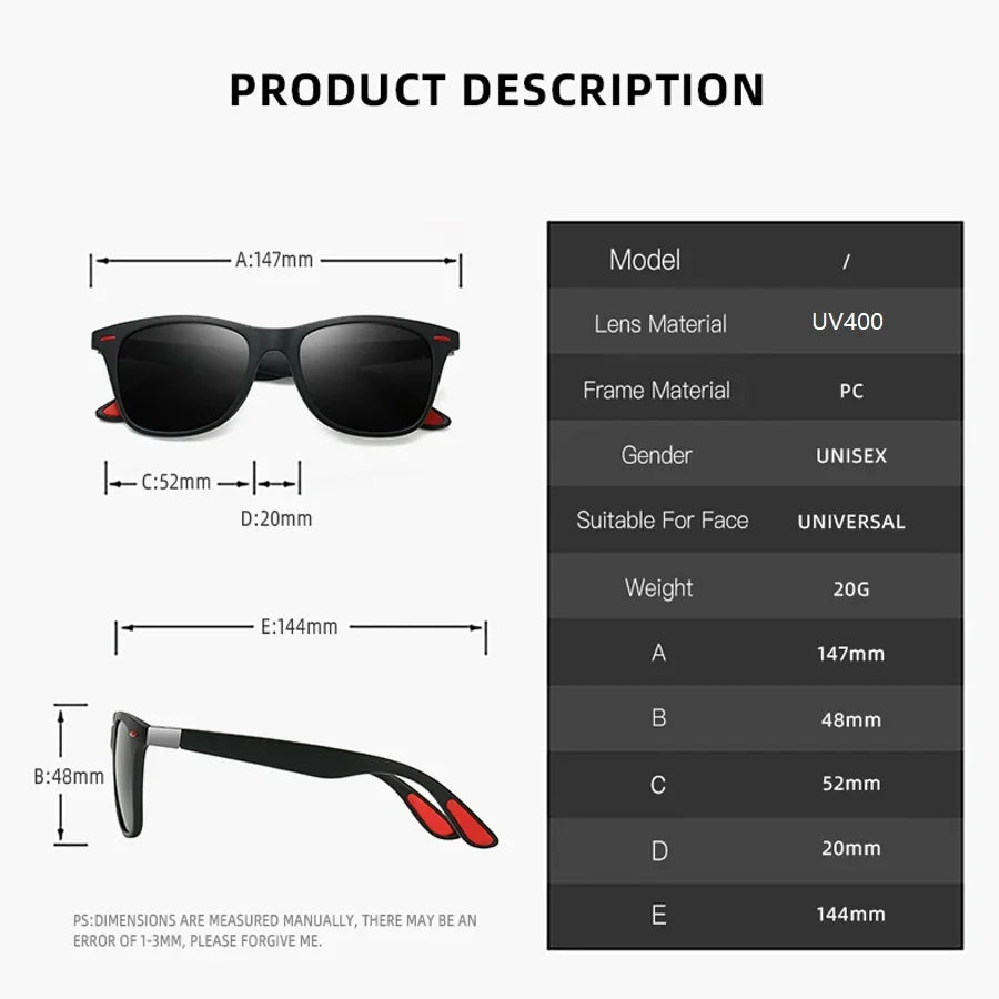 Square Vintage Sunglasses UV400 For Men Women Driving Fishing Eyewear
