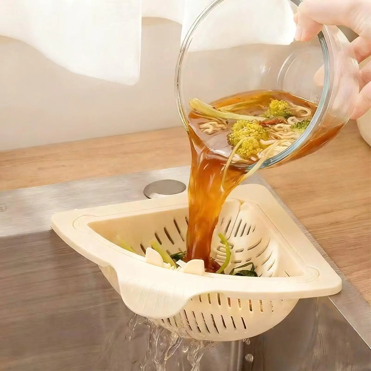 Sink Magnetic Drain Basket Triangle Stainless Steel For Vegetables And Fruit Drainage Eco Friendly Kitchen Organizer