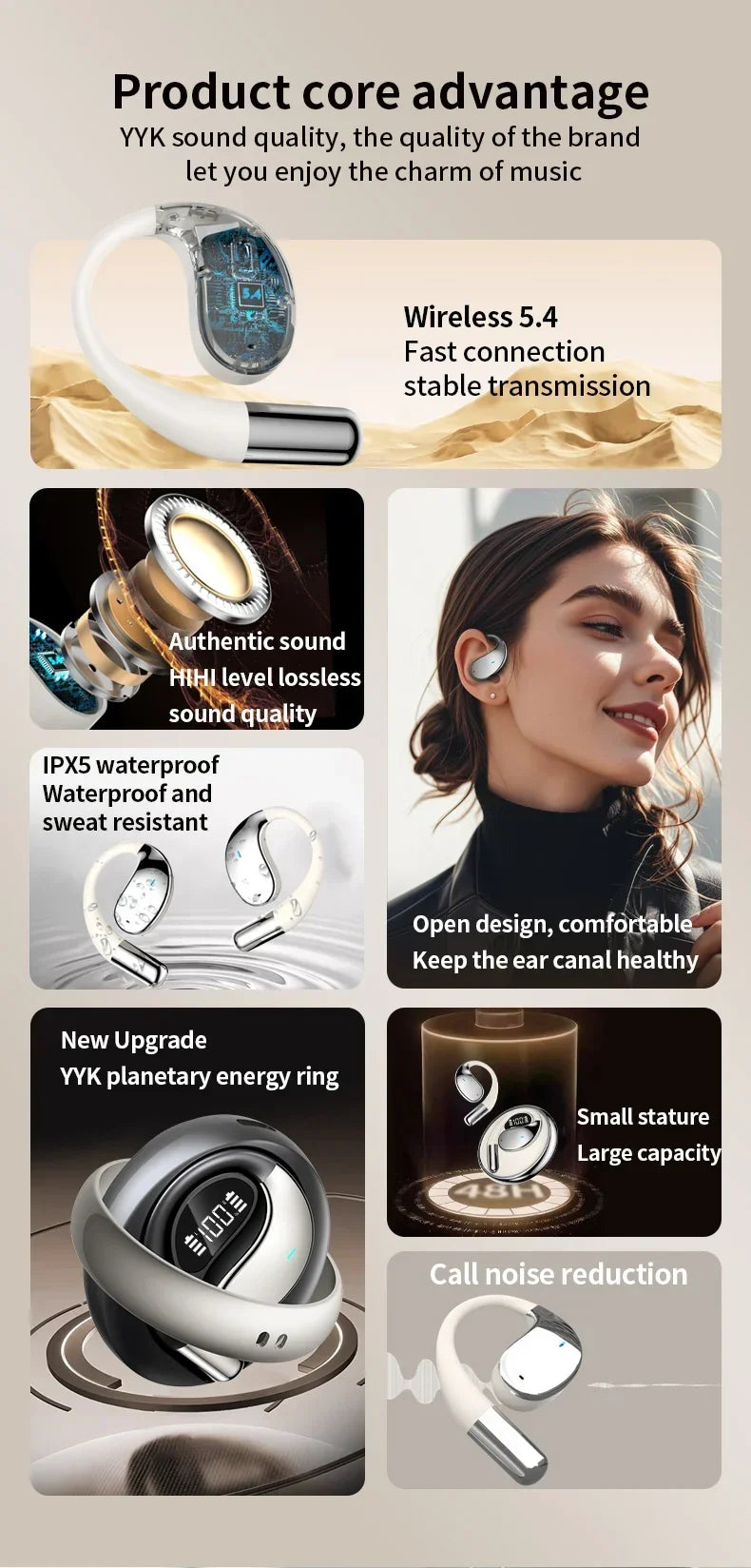 AI Voice Translator Earbuds Mini Cordless Stereo Travel
