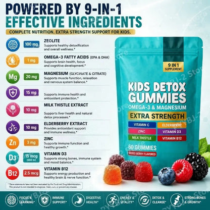 Multivitamin Omega-3 Magnesium Elderberry Immune Support Supplement 2026 – Zeolite Detox Gummies 60 Count
