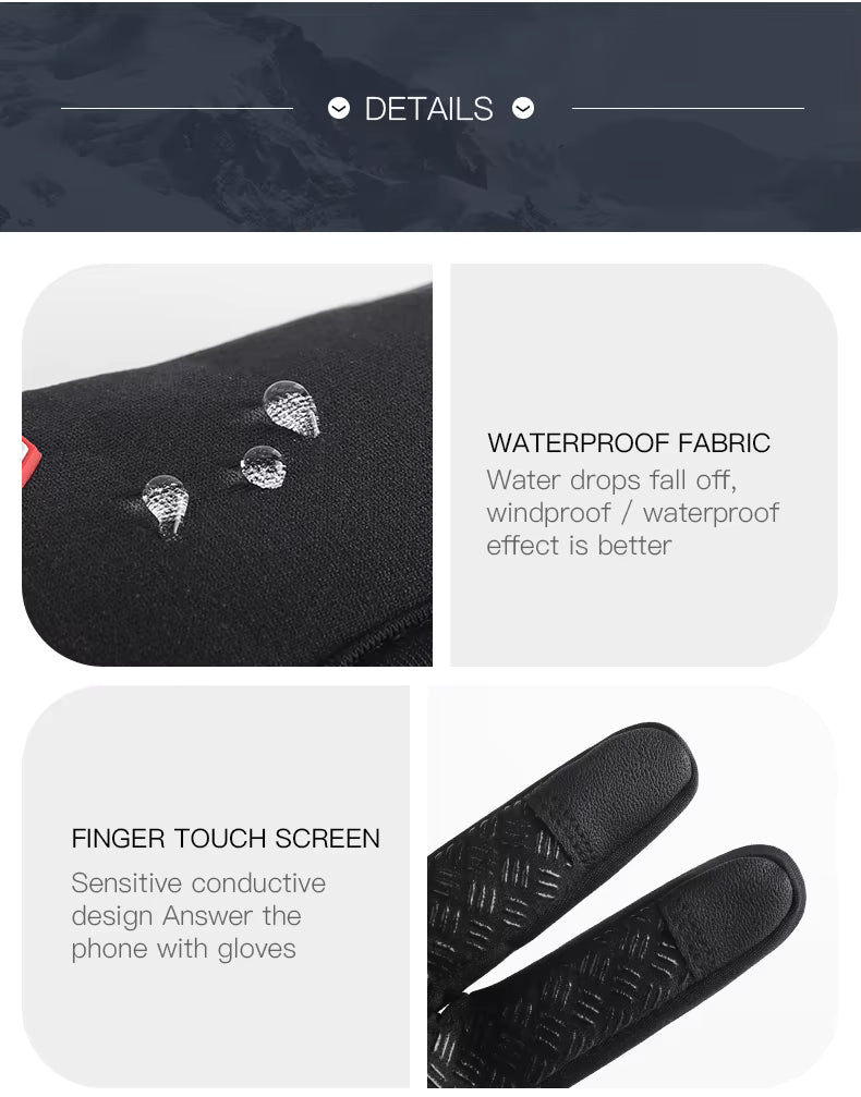 Windproof & Water-Resistant, Anti-Slip Unisex Gloves for Cycling and Cold Weather – Winter Thermal Touchscreen Gloves