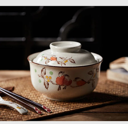 Bowl Ramen Large Ceramic With Lid Retro Fall 2025 Tableware