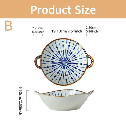 7.5 Ceramic Inch Noodle Bowl With Handles Floral Porcelain