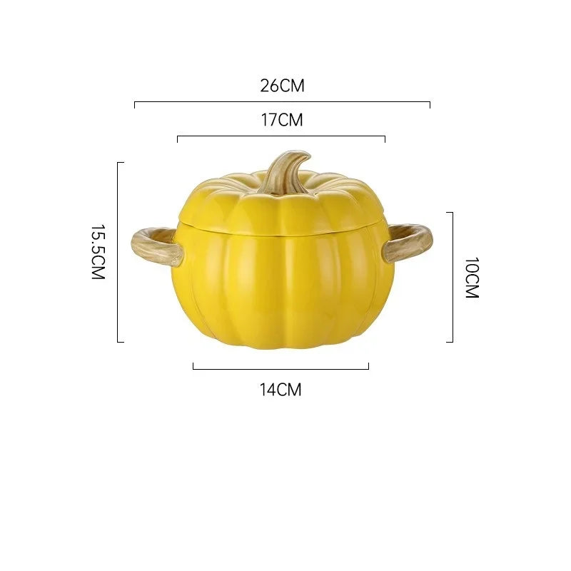 Ceramic2025 Edition Soup Pot Pumpkin Lid Porcelain Large Fall