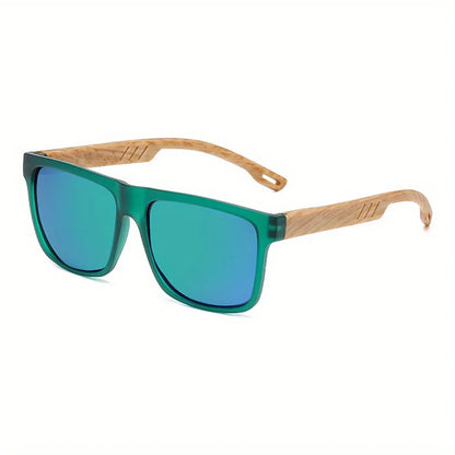 Square Sunglasses Frame Unisex Outdoor Eyewear UV400 Protection Summer 2026 Trend Wood Grain Hinges