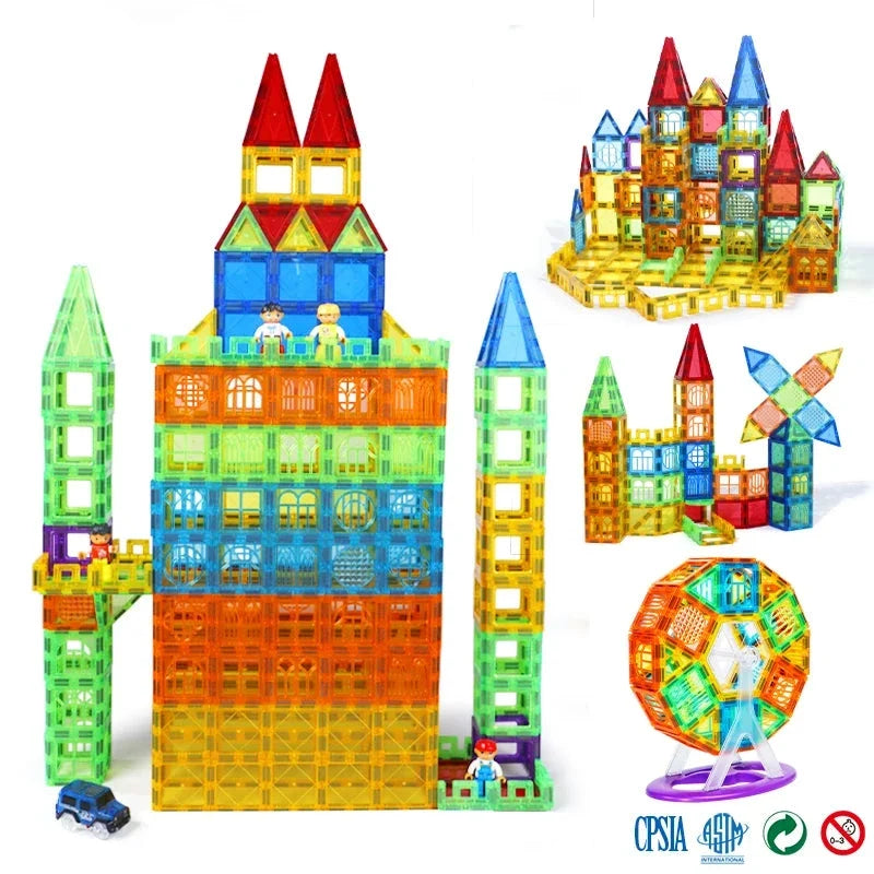 Magnetic Building Blocks Kit - Colorful Educational Puzzle for Kids Ages 3+ - Ideal Birthday Gift