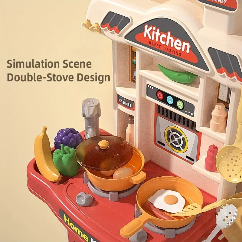 Kids Interactive Kitchen Play Kit - Realistic Cooking Toys with Light & Sound for Ages 3+, Fun Gift for Boys & Girls