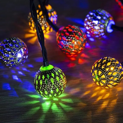 Solar2026 Edition String Lights Moroccan Ball LED Outdoor Water-Resistant 8 Modes Garden Party Christmas Decor