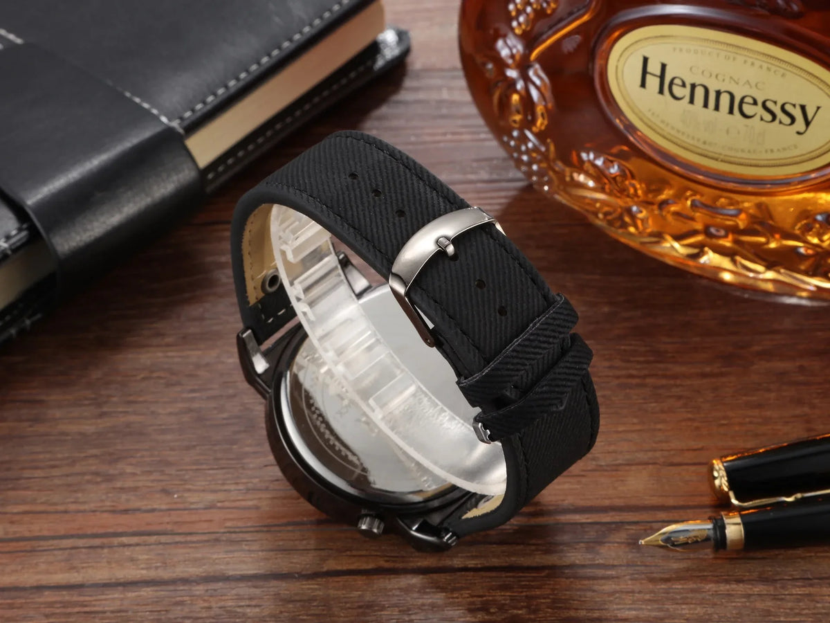 Sport Quartz Watch With Fabric Strap Irregular Alloy Case