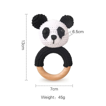 Bear Crochet Teether Rattle Ring Newborn Sensory Toys