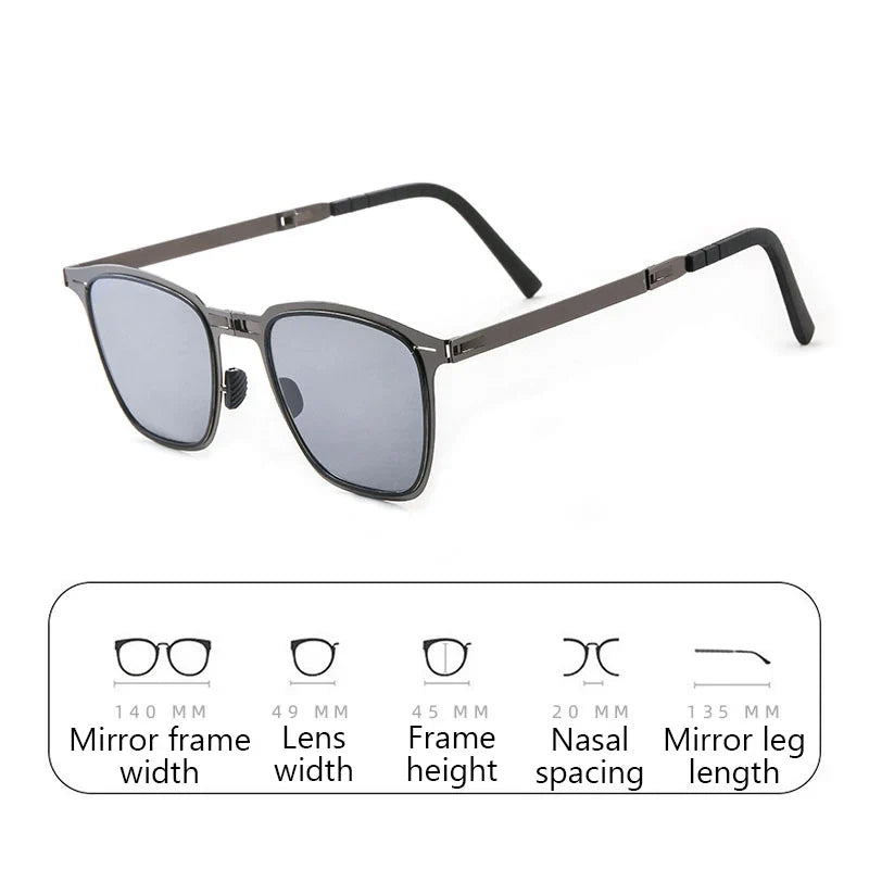 Folding Polarized Sunglasses Ultra Light Stainless Steel Retro Square Frame Summer 2026 Travel Essential