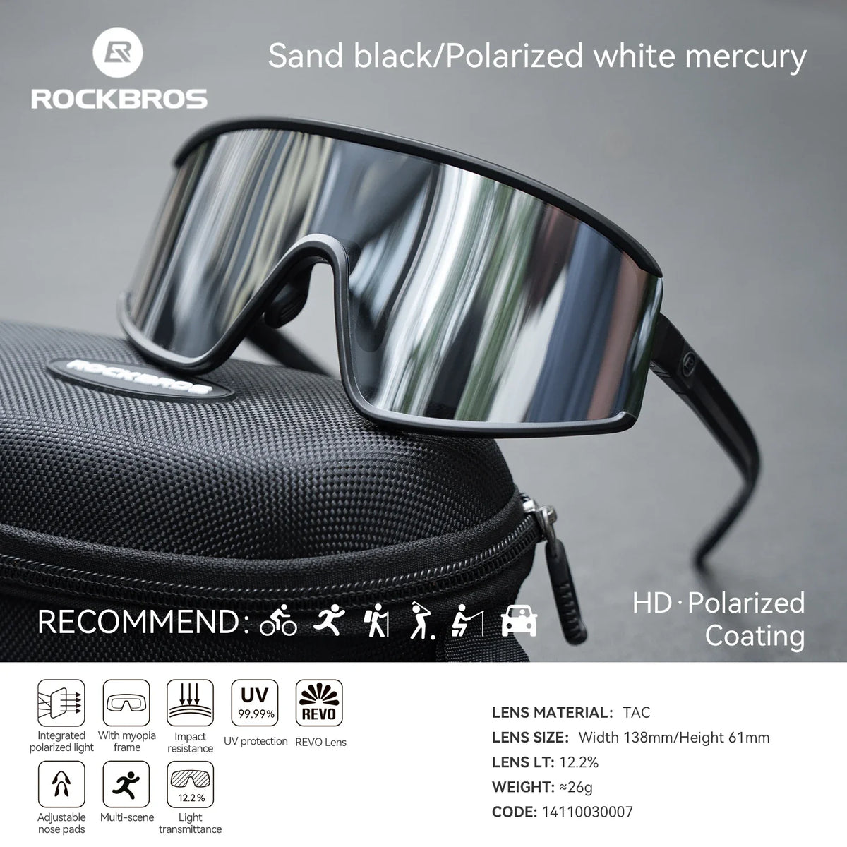 Cycling Sunglasses Polarized UV400 Anti-Fog Photochromic Outdoor Eyewear All-Season Anti-Slip Unisex