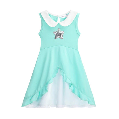 Light girls' dress - sleeveless a-line, polyester, elastane, casual summer wear