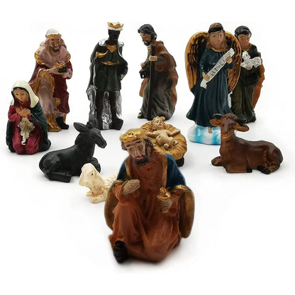 Nativity Kit 11-Piece Resin Christmas Ornaments Manger Scene Catholic Figurines Decor Holiday 2025 Gift