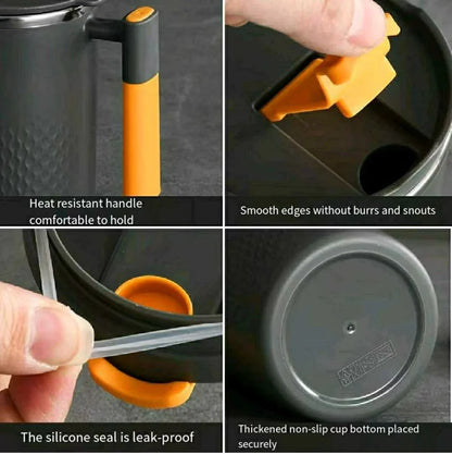 450ml Travel-Friendly Stainless Steel Coffee Mug with Handle and Cover Leak-proof Design for Hot or Cold Drinks