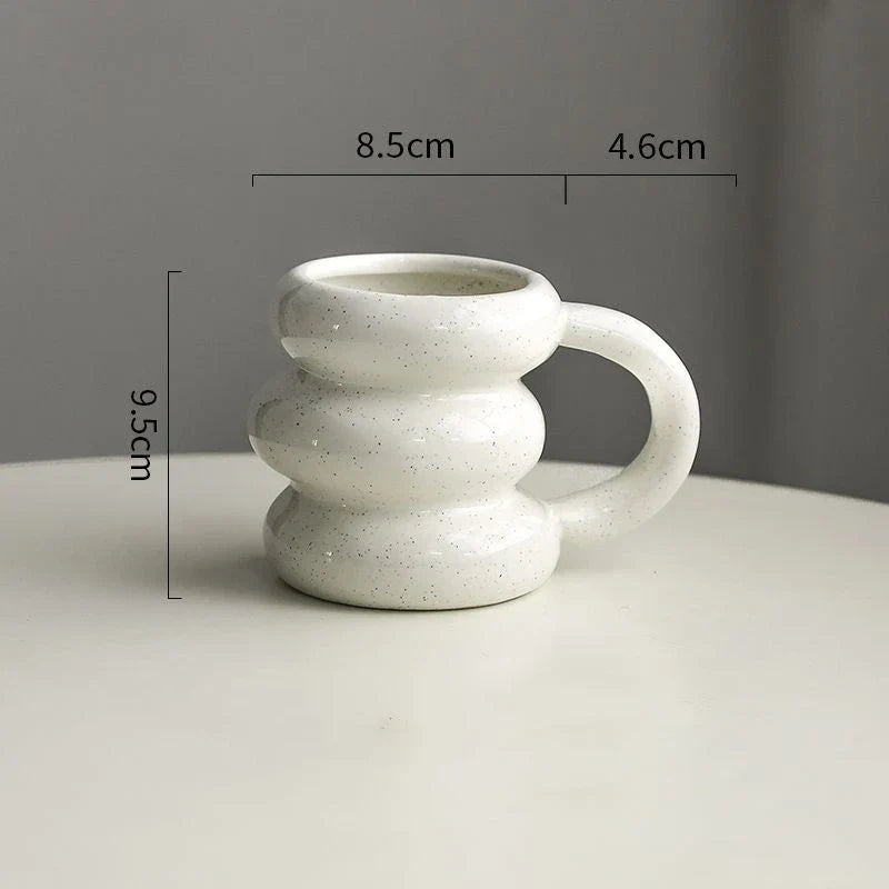 Coffee Ceramic Mug Kawaii Circle Design Korean Cute Style TikTok Viral Fall 2025 Microwave Safe Gift