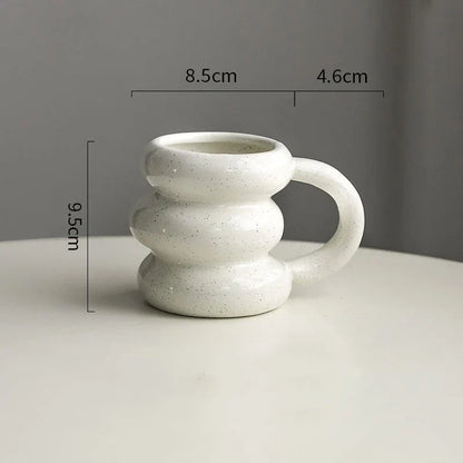 Coffee Ceramic Mug Kawaii Circle Design Korean Cute Style TikTok Viral Fall 2025 Microwave Safe Gift