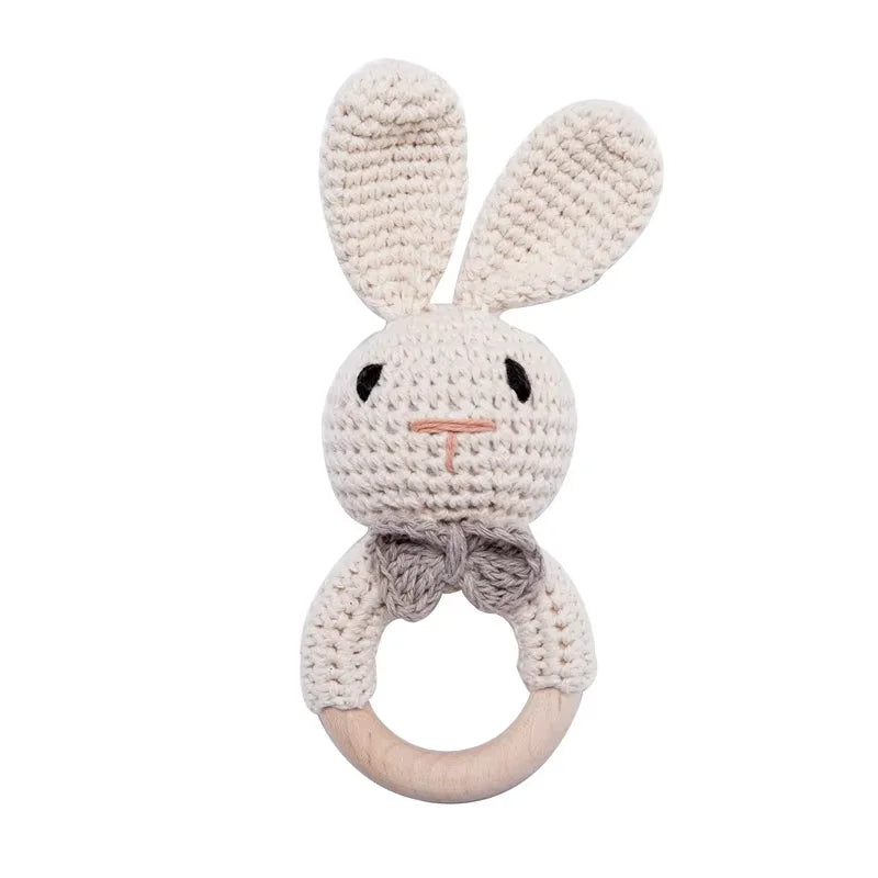 Crochet Baby Rattle Bunny Teether Newborn Sensory Toys