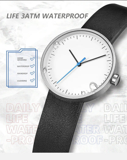 leather strap, round dial, minimalist everyday timepiece – Timeless unisex quartz wristwatch